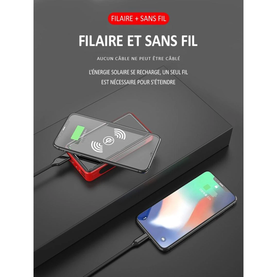 Divers Marques Batterie Externe Solaire Sans Fil Induction, 80000mAh, Pour L'extérie... 2 Divers Marques Batterie Externe Solaire Sans Fil Induction, 80000mAh, Pour L'extérie... – Image 2