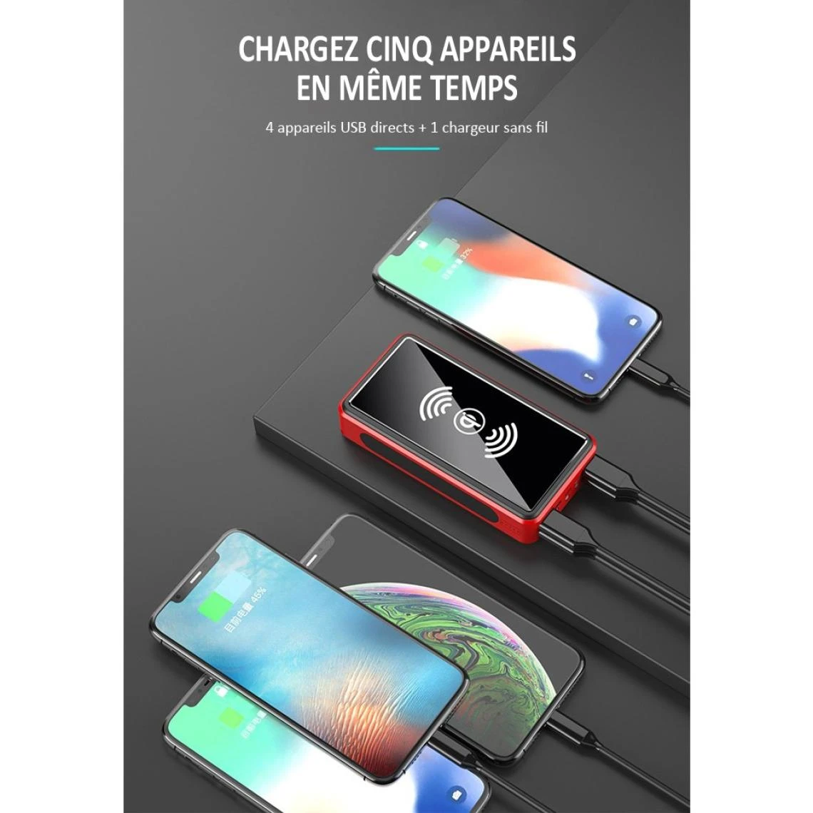 Divers Marques Batterie Externe Solaire Sans Fil Induction, 80000mAh, Pour L'extérie... 4 Divers Marques Batterie Externe Solaire Sans Fil Induction, 80000mAh, Pour L'extérie... – Image 4