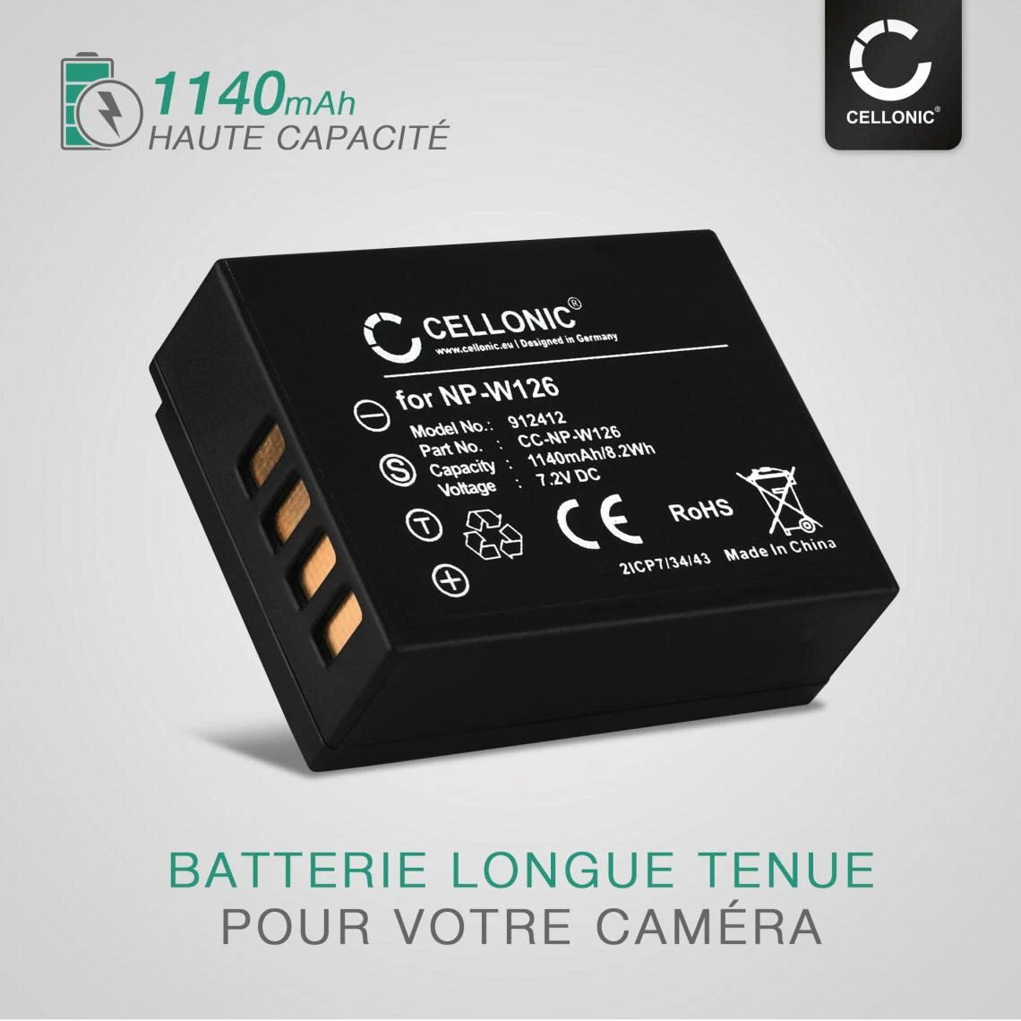 CELLONIC® Batterie De Rechange Appareil Photo NP-W126 Pour FujiFilm F... 2 CELLONIC® Batterie De Rechange Appareil Photo NP-W126 Pour FujiFilm F... – Image 2