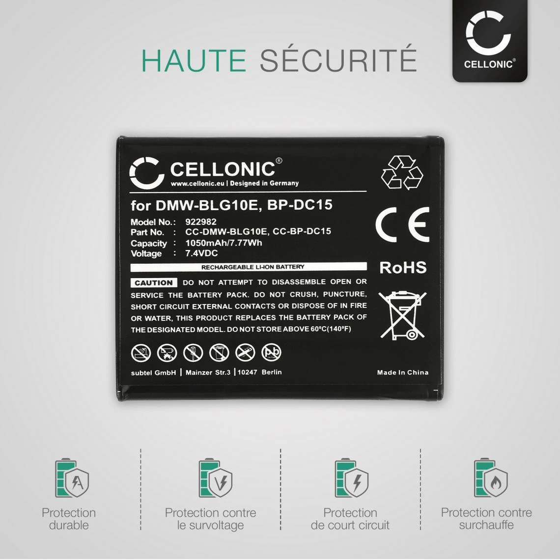 CELLONIC® Batterie DMW-BLE9 DMW-BLG10 BP-DC15 Pour Panasonic Lumix DM... 3 CELLONIC® Batterie DMW-BLE9 DMW-BLG10 BP-DC15 Pour Panasonic Lumix DM... – Image 3