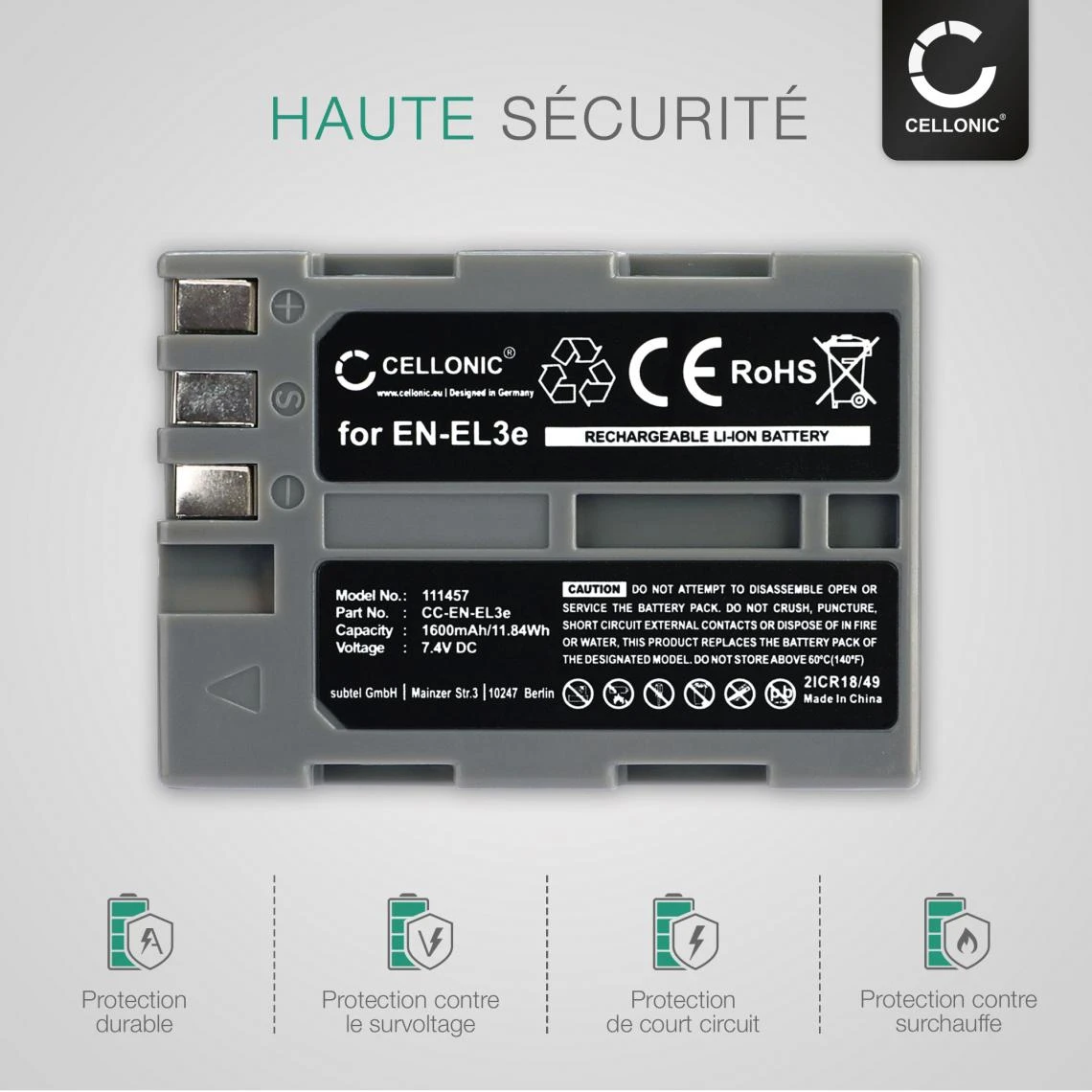 CELLONIC® Batterie En-EL3 EN-EL3e Pour Nikon D50 D70s D80 D90 D200 D3... 3 CELLONIC® Batterie En-EL3 EN-EL3e Pour Nikon D50 D70s D80 D90 D200 D3... – Image 3
