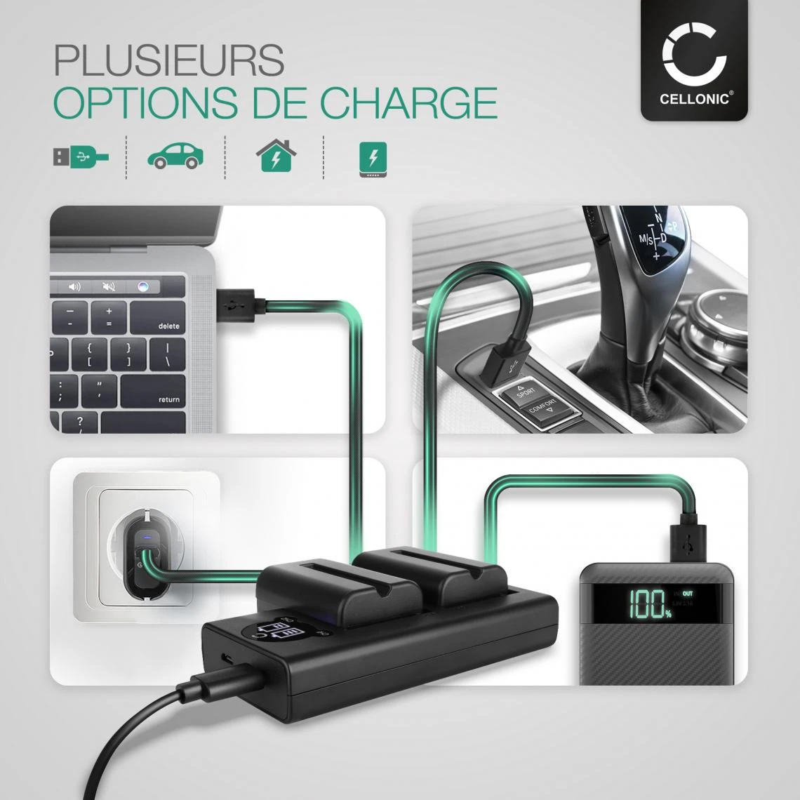 CELLONIC® Set De 2 Batteries 1600mAh Et Double Chargeur Compatible Av... 3 CELLONIC® Set De 2 Batteries 1600mAh Et Double Chargeur Compatible Av... – Image 3