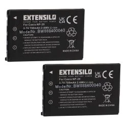 VHBW EXTENSILO 2x Batteries Compatible Avec Casio Exilim SX-S770, EX-Z8, EX...