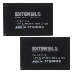 VHBW EXTENSILO 2x Batteries Remplacement Pour Canon LP-E12 Pour Appareil Ph...