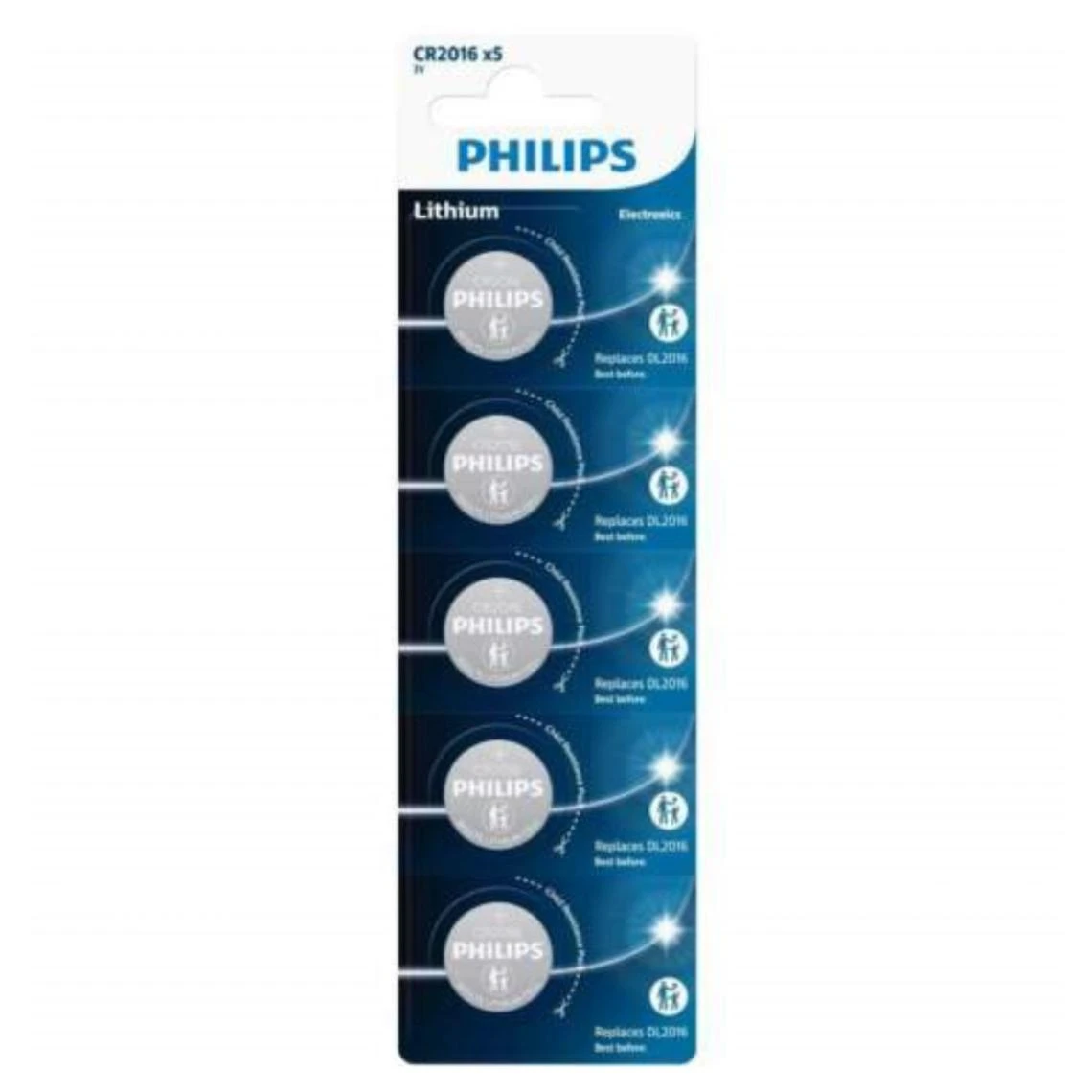Pile Bouton Au Lithium Philips CR2016 1 Pile Bouton Au Lithium Philips CR2016
