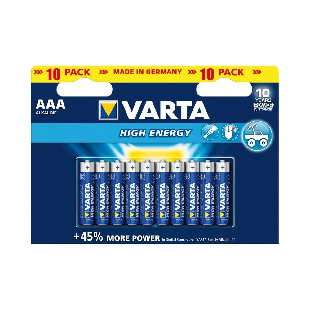 Piles Varta Alkali High Energy AAA 10x Blister (Par 20) 1 Piles Varta Alkali High Energy AAA 10x Blister (Par 20)