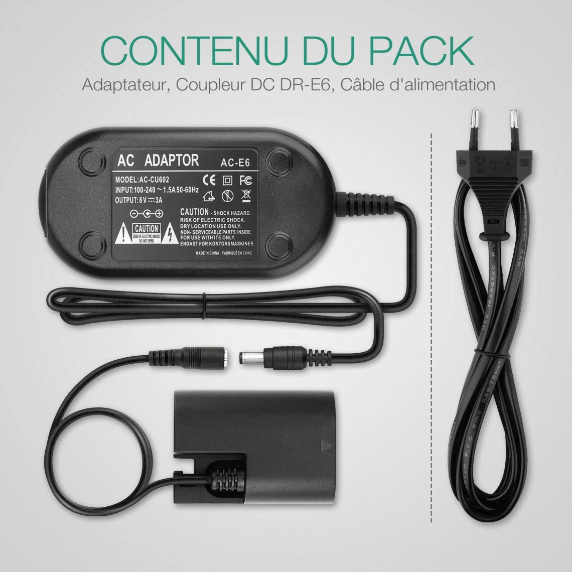 Subtel® Alimentation Secteur ACK-E6 Adaptateur Pour Appareil Photo/ca... 3 Subtel® Alimentation Secteur ACK-E6 Adaptateur Pour Appareil Photo/ca... – Image 3