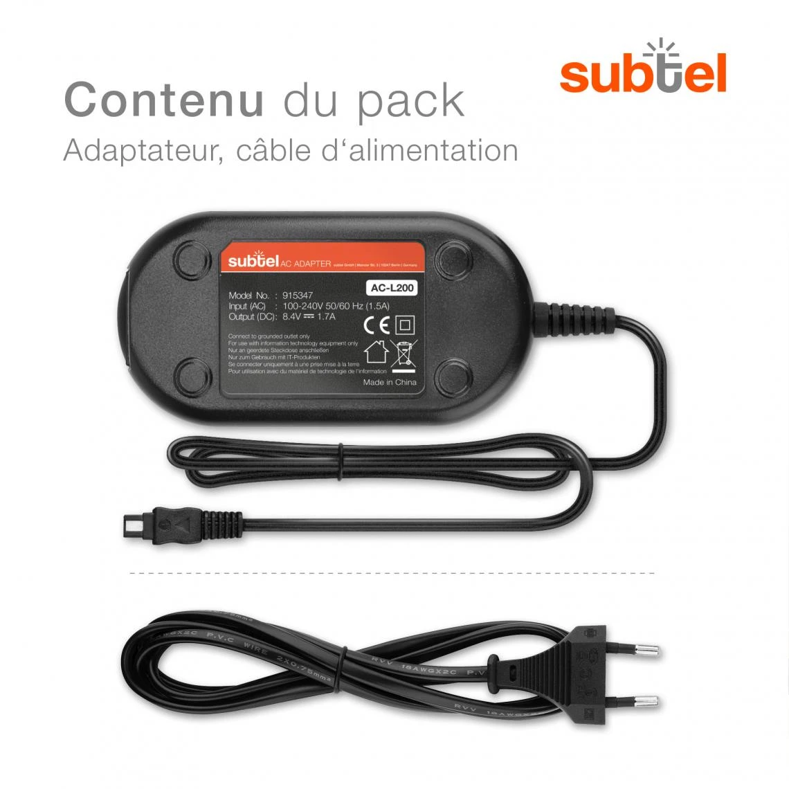 Subtel® Alimentation Secteur Pour Caméscope AC-L20,AC-L25,AC-L200 Co... 4 Subtel® Alimentation Secteur Pour Caméscope AC-L20,AC-L25,AC-L200 Co... – Image 4